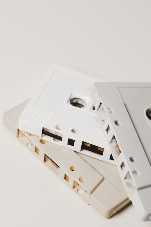 Cassette Tapes on White Background